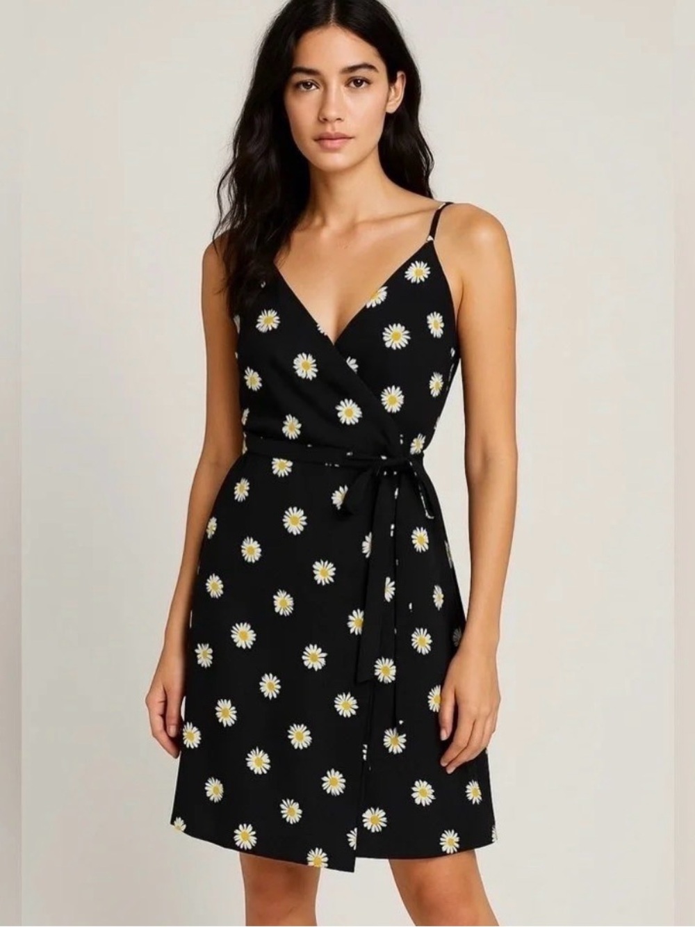 Sanctuary Black Daisy Wrap Mini Dress